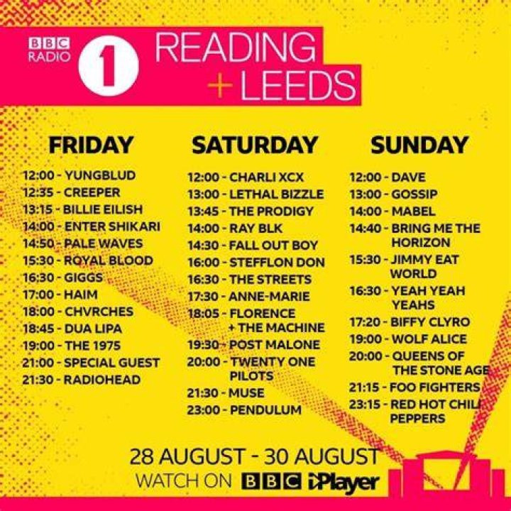 Reading and Leeds Festival 2016: Set times released